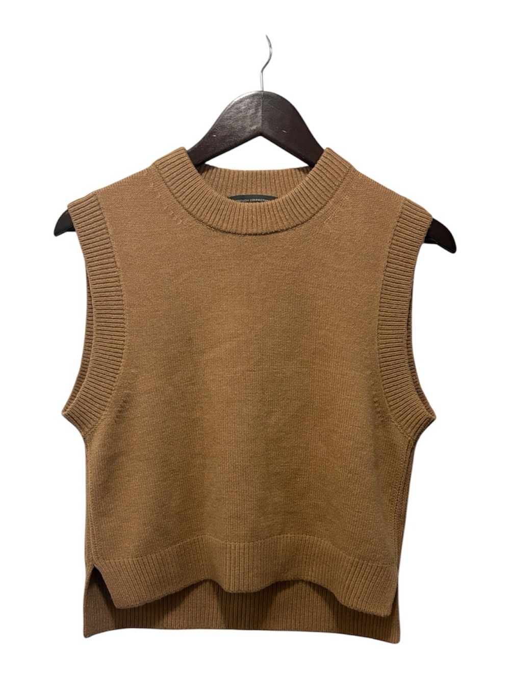 French Connection Millia Women’s Sleeveless Knit Sweater Vest Ribbed- Brown